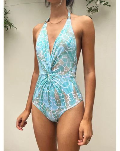 Sophia Alexia Aqua Pebbles Tahiti Twist Swimsuit - Blue