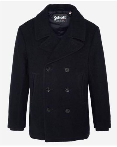 Schott Nyc Nyc en laine caban seacoat noir - Bleu