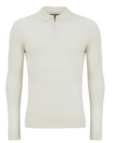 Remus Uomo Zip Knitted Polo - Bianco
