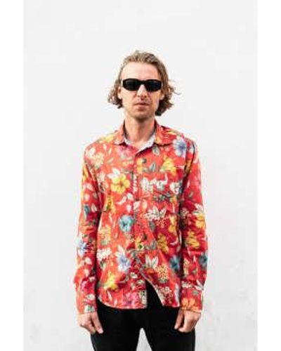 Scarti Lab Cotton Shirt Hawaii Flowers L - Red