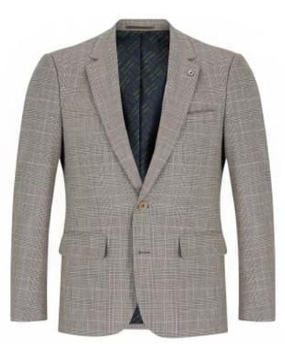 Remus Uomo Matteo Prince Of Wales Check Suit Jacket - Grey