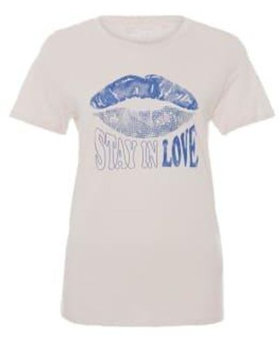 Guess In Love Lips Easy Tee Or Muted Stone - Bianco