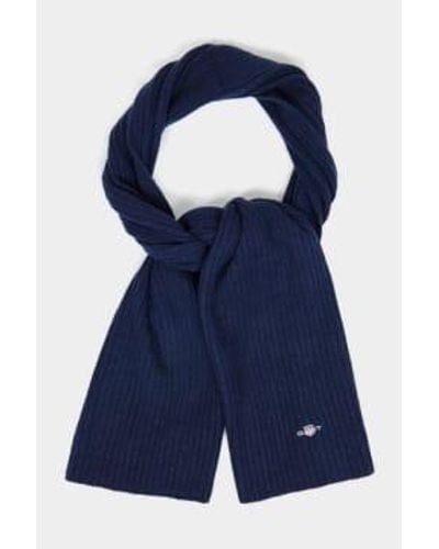 GANT Marine Shield Wool Knit Scarf 9920205 410 One Size - Blue