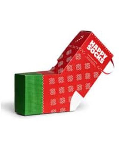 Happy Socks 3er-Pack Weihnachtssocken-Geschenkset P000327 - Rot
