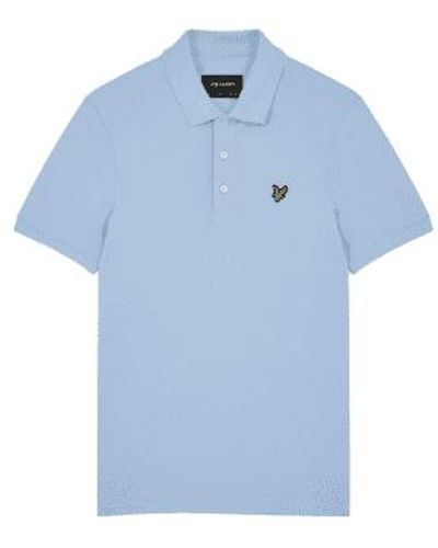 Lyle & Scott & Plain Polo Shirt Ice S - Blue