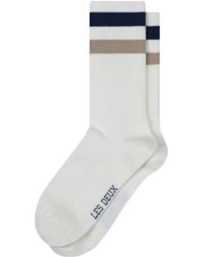 Les Deux Woods Rib Stripe Socks M - Grey