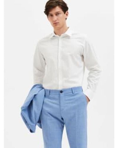 SELECTED Selected - selected - chemise slim blanche à motif bleu ciel - s