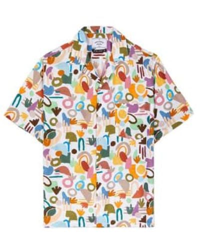 Portuguese Flannel Painting Short Sleeve Shirt Multi Print - Blu