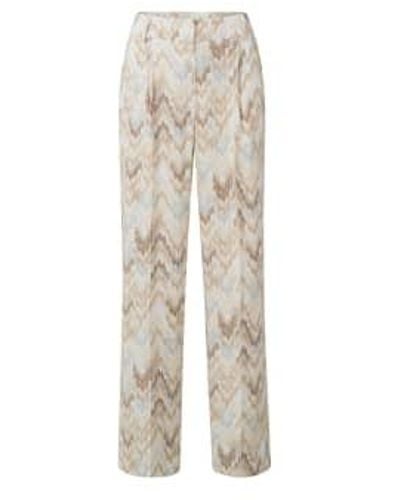 Yaya Pearl Dessin Printed Trousers With Pockets Zip Fly And Pleat Detail - Neutro