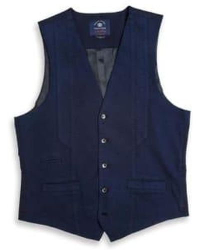 Blue De Gênes Pieve gusto linen gillet dark navy - Azul