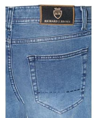 richard j. brown Milano Model Stretch Cotton Light Washed Denim Jeans T189.w940 32w - Blue
