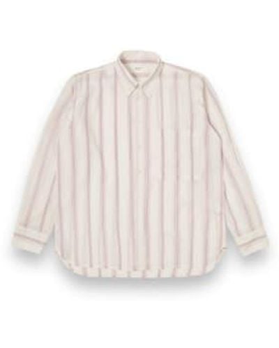 Universal Works Square Pocket Shirt Hendrix Curry Stripe 30664 Ecru Lilac - Neutro