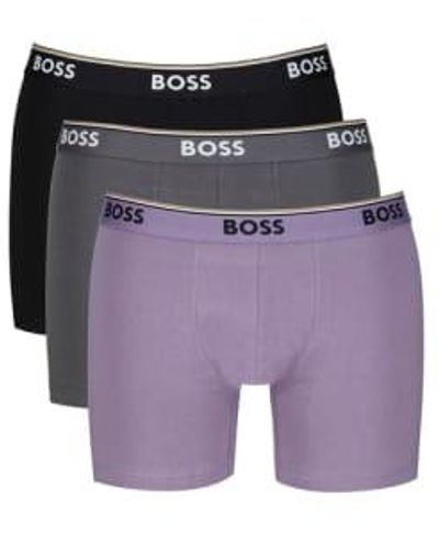 BOSS 3-pack Of Stretch Cotton Boxer Briefs With Logo Waistbands 50508950 972 S - Purple