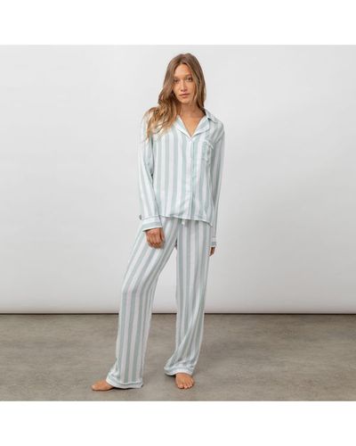 Rails Clara Sage Multi Stripe Pyjamas - Blue