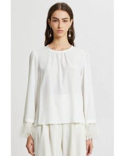 Marella Top With Feather Cuff 8 - Bianco