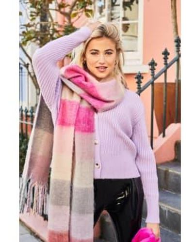 Libby Loves Mix Lennie Check Scarf One Size - Pink