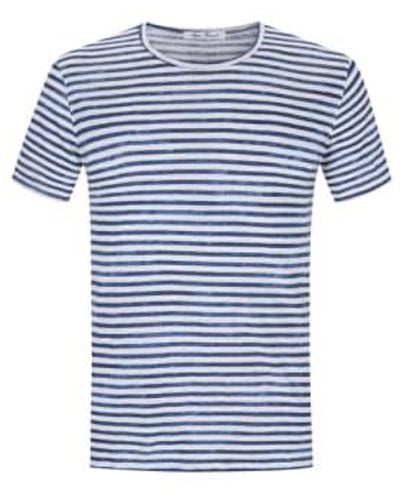STEFAN BRANDT Maltino Stripe Elias Lino T Shirt - Blu