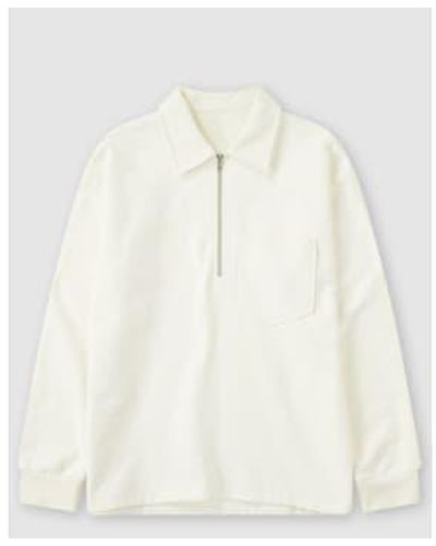 Closed Sweatshirt Trucker Collar Organic Cotton Ecru M - White