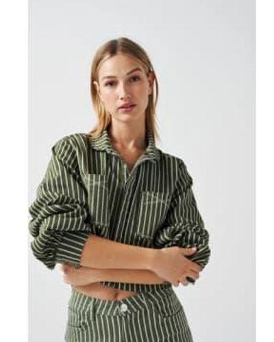 seventy + mochi Striped Khaki Cropped Piper Jacket Uk 10 - Multicolour