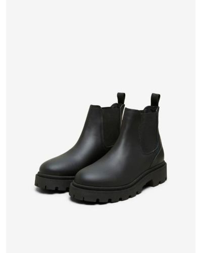 SELECTED Emma Chelsea Leather Boots Black
