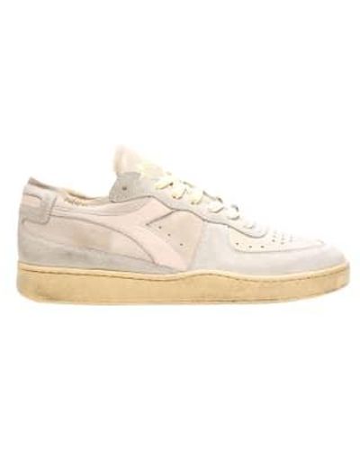 Diadora Shoes Mi Basket Row Cut Pigskin Almond Oil - White