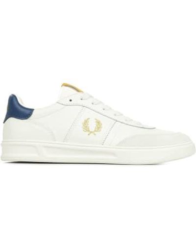 Fred Perry B400 Leather Sue 254 Porcelain - Blanco