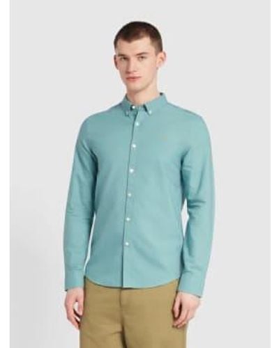 Farah Brewer Slim Fit Organic Long Sleeve Shirt Brook S - Blue