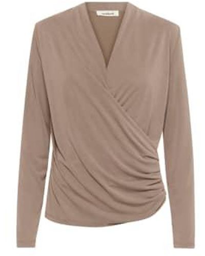 Soaked In Luxury Slcolumbine Wrap Blouse Ls - Brown