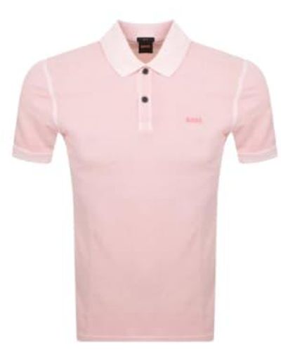 BOSS Prime Slim Fit Pique Polo Shirt - Rosa