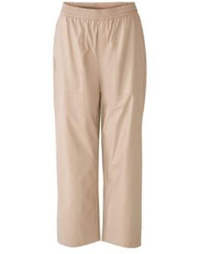 Ouí Faux Leather Trousers Light Stone Uk 10 - Natural