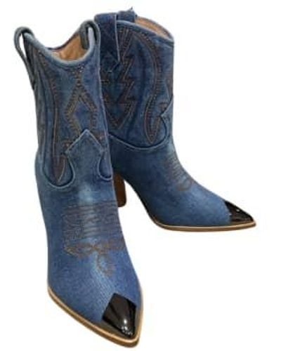 Lola Cruz Gambels Cowboy Boot - Blu