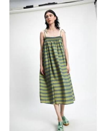 Rita Row Gary Stripes Midi Dress Xs/s - Green