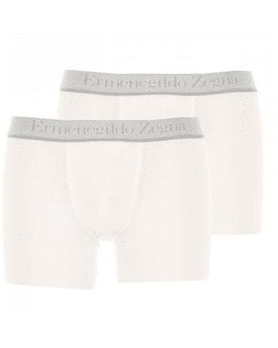 Zegna Stretch Cotton Boxer Trunk Bi Pack - Bianco