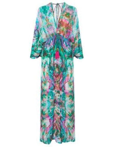 Sophia Alexia Flüssiger Regenbogen Capri Kimono Kleid - Blau