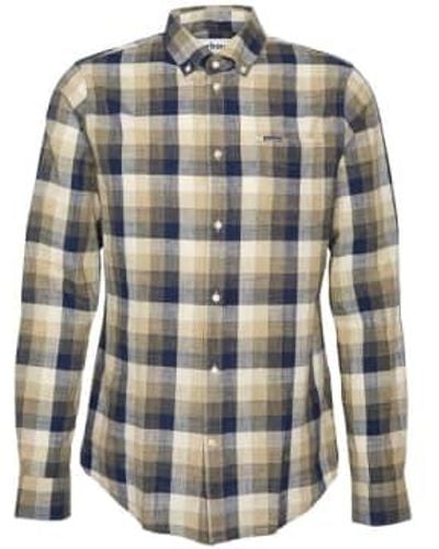 Barbour Hillroad Tailored Shirt Olive Small - Blue