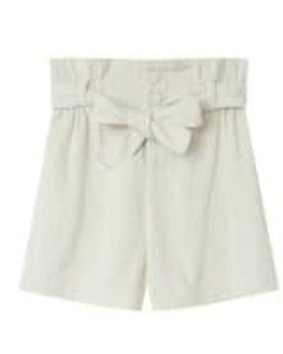 Grace & Mila Pantalones cortos bolsa papel ecru en terciopelo acanalado - Blanco