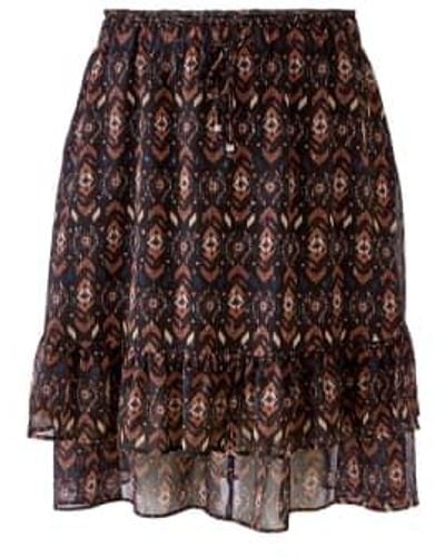 Ouí And Brown Patterned Skirt - Marrone