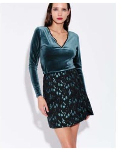 Louche London Ming Shanghai Brocade Mini Skirt 12 - Blue