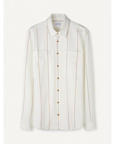 Libertine-Libertine Canyon Long Sleeve Shirt / Khaki Stripe M - White
