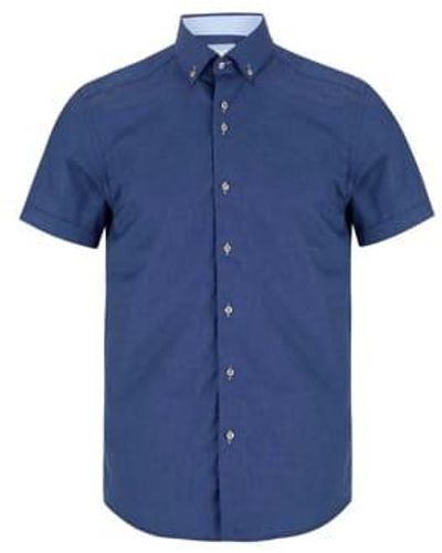 Marnelli Sartoria Linen Blend Short Sleeve Shirt - Blu