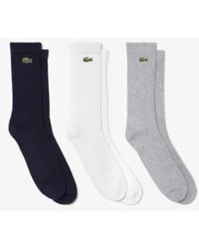 Lacoste Three Pairs Of Sport's Socks High Cut Unisex Cutting 39-42 - White