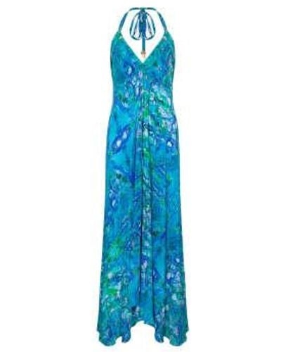 Sophia Alexia Turquoise Glow Silk Ibiza Dress One Size - Blue