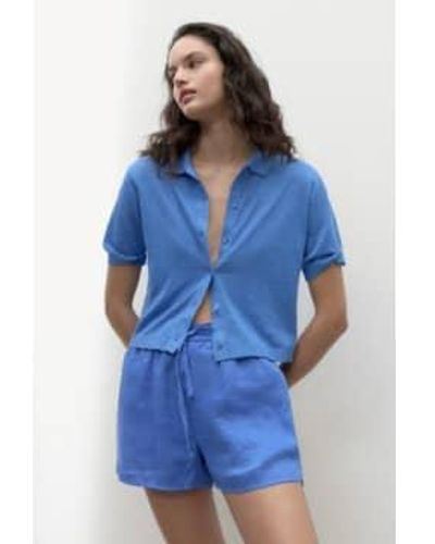 Ecoalf Juniper Knitted Linen Shirt French - Blu