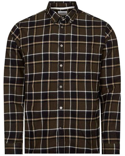 Norse Projects Anton Flannel Check Shirt Beech Green - Nero