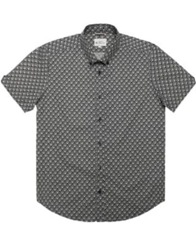 Ben Sherman Block Geo Print Short Sleeve Shirt - Grey