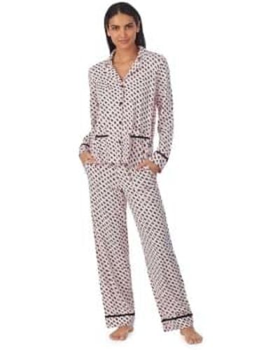 DKNY Notch Collar Pyjama In Logo - Grigio
