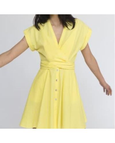 Heinui Washed Lemon Chambray Cotton Amos Dress Medium - Yellow