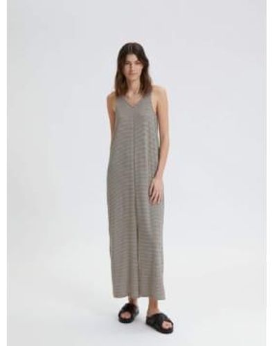 SELECTED Ankle Slit Dress Stripe - Bianco