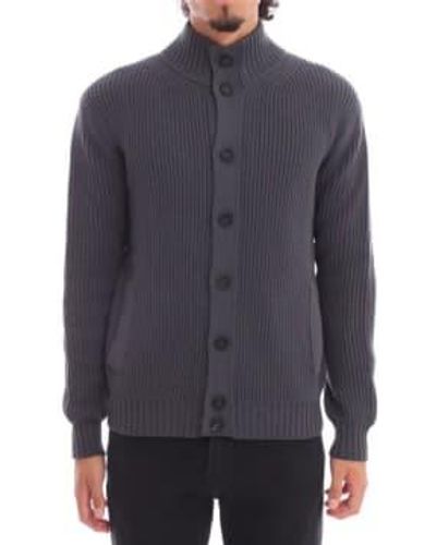 FILIPPO DE LAURENTIIS Cardigan en laine à gros col montant gris graphite bb3mltwm71 970 - Bleu