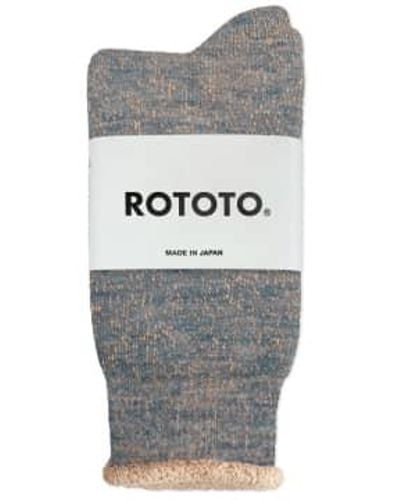 RoToTo Double Face Merino Socks Blue / Brown Large - Gray